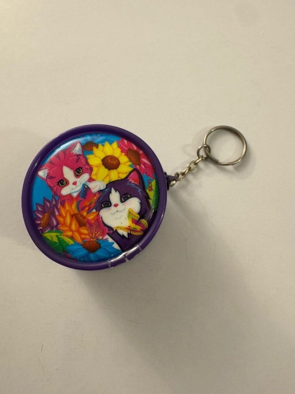 Vintage Lisa Frank Coin Purse Keychain Cats Kittens Bright Y2k B63